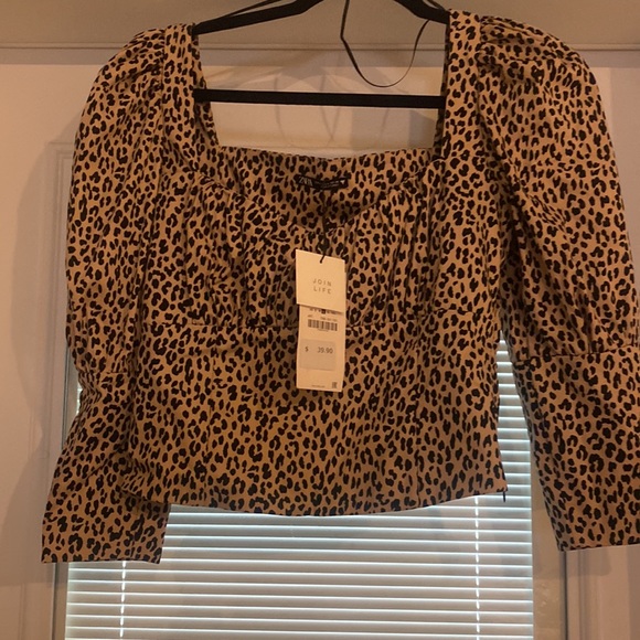 NWT ZARA ANIMAL PRINT POPLIN TOP - Picture 6 of 7
